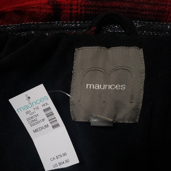 NWT Maurices Womans Red Flannel Fleece Lined Jacket - Picture 8 of 11